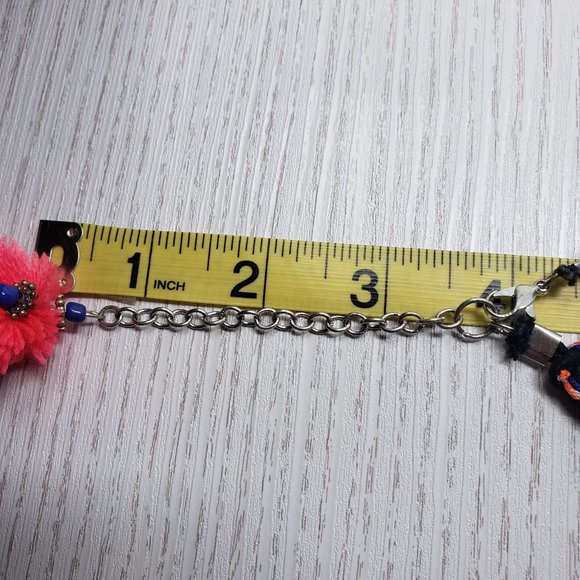 Silver Tone Multi Color Pom Pom Tassel Necklace - Picture 6 of 6